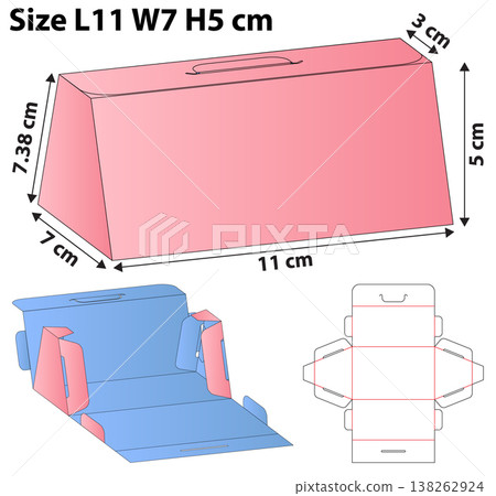 Trapezoidal Prism Food Box Dieline Template Trapezoidal Prism Food Box Dieline Template 138262924