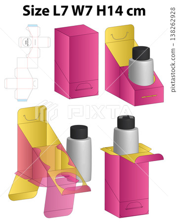 Display Box with Bottle Insert Support Dieline Template 138262928