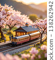 火車穿越櫻花叢的立體模型 138262942
