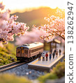 火車穿越櫻花叢的立體模型 138262947