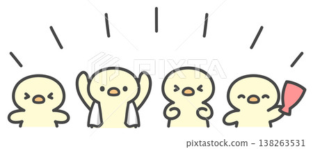 Hand-drawn illustrations of chicks cheering at a soccer match: Supporters, spectators, and team cheering. Hand-drawn illustrations of chicks cheering at a soccer match: Supporters, spectators, and team cheering. 138263531