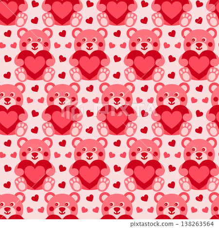 Adorable bear pattern. Repeating kawaii style pattern with soft pastel colors and adorable bears Adorable bear pattern. Repeating kawaii style pattern with soft pastel colors and adorable bears 138263564