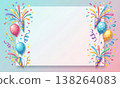 Birthday illustration with balloons and confetti. 138264083
