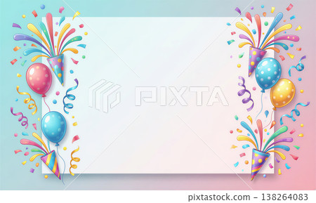 Birthday illustration with balloons and confetti. 138264083