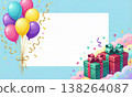 Birthday illustration with balloons and presents. 138264087