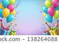 Birthday illustration with balloons and gifts. 138264088