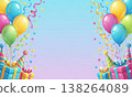 Birthday illustration with colorful balloons and gifts. 138264089