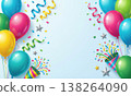 Birthday celebration with colorful balloons and confetti. 138264090