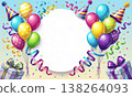 Birthday illustration with balloons and gifts. 138264093