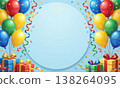 Birthday illustration with balloons and gifts. 138264095