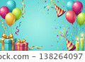 Birthday celebration with balloons and gifts. 138264097