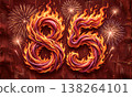 Birthday illustration of flaming eighty-six number. 138264101