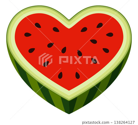 Love of Watermelon Heart Shaped Fruit Concept Love of Watermelon Heart Shaped Fruit Concept 138264127