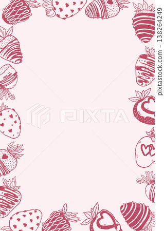 Strawberry dessert border frame with chocolate berries in hand drawn style Strawberry dessert border frame with chocolate berries in hand drawn style 138264249