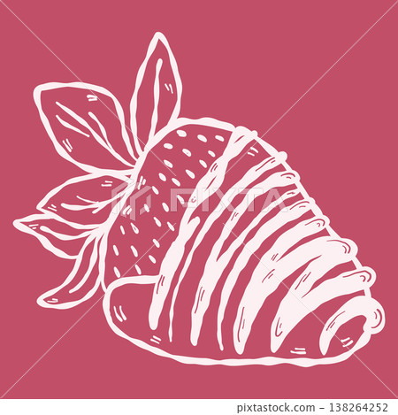 Chocolate covered strawberry dessert element in hand drawn sketch style Chocolate covered strawberry dessert element in hand drawn sketch style 138264252