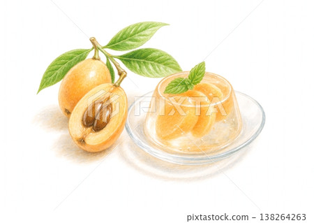 水彩畫，復古風格，枇杷果凍，AI 138264263