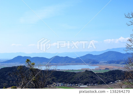 Lake Nishinoko, Hachimanyama, and Chomeijiyama as seen from beyond Mount Azuchi. Lake Nishinoko, Hachimanyama, and Chomeijiyama as seen from beyond Mount Azuchi. 138264270