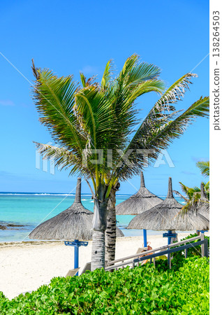 Beautiful beach scenery in Mauritius 138264503