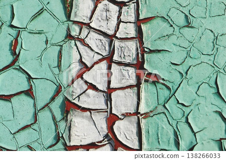 Layered Teal and Gray Cracked Paint with Vertical Seam, Bold Wea Layered Teal and Gray Cracked Paint with Vertical Seam, Bold Wea 138266033