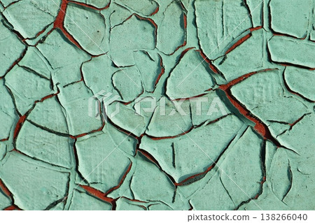 Cracked Teal Paint Over Dark Red Rust Surface, Wide Weathered Ab Cracked Teal Paint Over Dark Red Rust Surface, Wide Weathered Ab 138266040