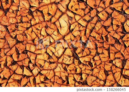 Cracked Dry Red Dark Orange Earth Texture, Drought and Erosion A Cracked Dry Red Dark Orange Earth Texture, Drought and Erosion A 138266045