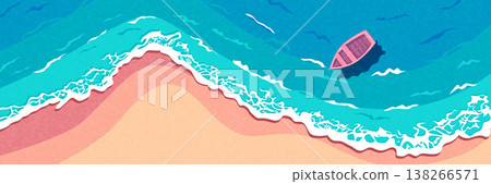 Summer banner set with beach, lighthouse and travel scenes in pastel style. 138266571