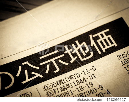 News headline reading "Official Land Prices" News headline reading "Official Land Prices" 138266617