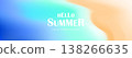 Summer beach banner background with blurred gradient. Soft blur of turquoise ocean water, sand, wave. Tropical coast scene with copy space for travel and vacation design. Vector illustration 138266635