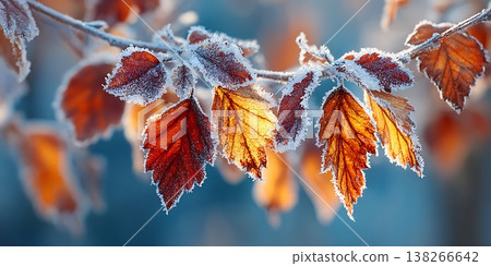 Frozen Autumn Leaves Natures Winter Wonderland Photography 138266642