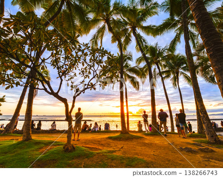 Sun set of Hawaii Waikiki Beach 138266743