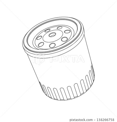 Oil filter outline icon, automotive engine filter in line art style for car service, maintenance and repair design. Vector 138266758