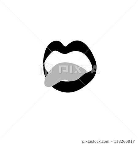 一幅簡單的黑白插圖，畫的是一條伸出的舌頭。舔舐 138266817