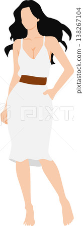 一個穿著夏天衣服的女人的插圖 一個穿著夏天衣服的女人的插圖 138267104