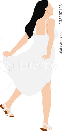 一個穿著夏天衣服的女人的插圖 一個穿著夏天衣服的女人的插圖 138267108