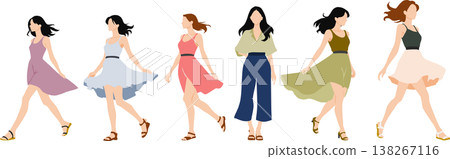 一個穿著夏天衣服的女人的插圖 138267116