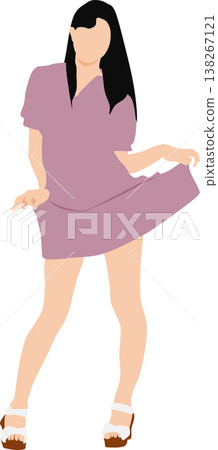 一個穿著夏天衣服的女人的插圖 138267121