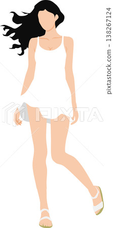 一個穿著夏天衣服的女人的插圖 一個穿著夏天衣服的女人的插圖 138267124