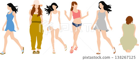 一個穿著夏天衣服的女人的插圖 一個穿著夏天衣服的女人的插圖 138267125