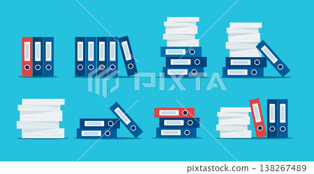 File Folder and Paperwork Management Vector Illustration Set 138267489