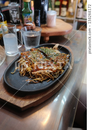 Savory Japanese Yaki Soba Noodle Dish 138268172