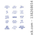 World Autism Awareness Day saying hand drawn set 138268654