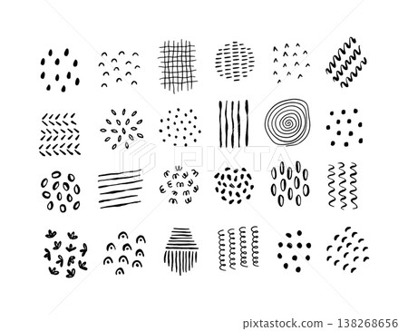 Hand drawn abstract black pattern elements set Hand drawn abstract black pattern elements set 138268656