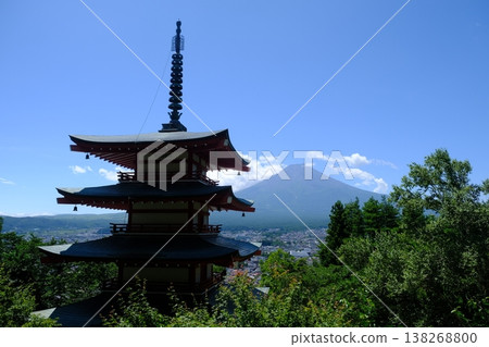 Pagoda Overlooking Mount Fuji Scenic View Pagoda Overlooking Mount Fuji Scenic View 138268800