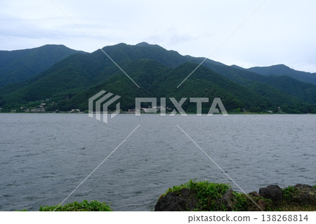 Serene Lakeside View With Lush Green Mountains Serene Lakeside View With Lush Green Mountains 138268814