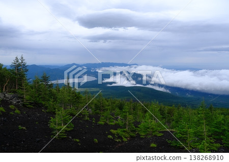 Emerald Peaks Above Misty River Valley 138268910