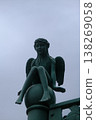 Ancient Bronze Angel Statue Detail View 138269058