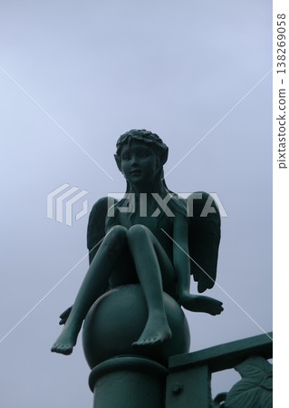 Ancient Bronze Angel Statue Detail View 138269058
