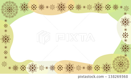 An elegant frame with a pastel-colored abstract background and mandala decoration. An elegant frame with a pastel-colored abstract background and mandala decoration. 138269368