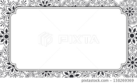 Elegant black mandala pattern decorative frame background 138269369