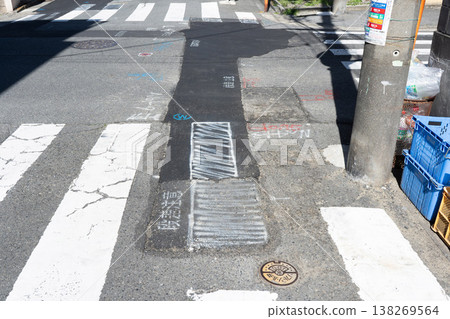Beware of temporary pavement, pedestrian crossings, and uneven surfaces after waterworks construction. 138269564
